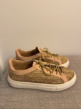Coconuts by Matisse Woven Tan and Olive Low-Top Sneakers